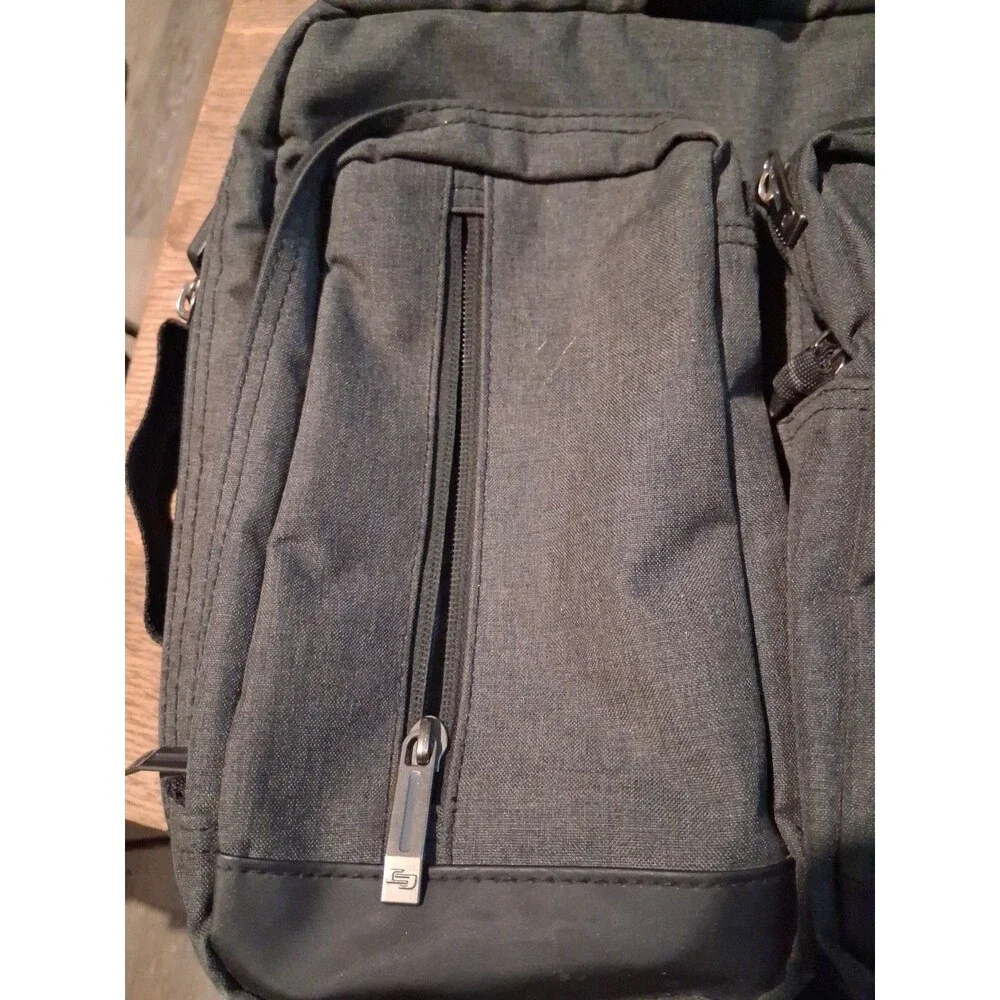 Solo New York Convertible Backpack Laptop Bag Polyester Padded Gray Black